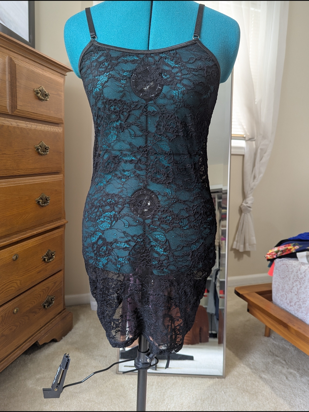 Black Lace Lingerie Dress, Sexy Tie Back - Never Worn!!